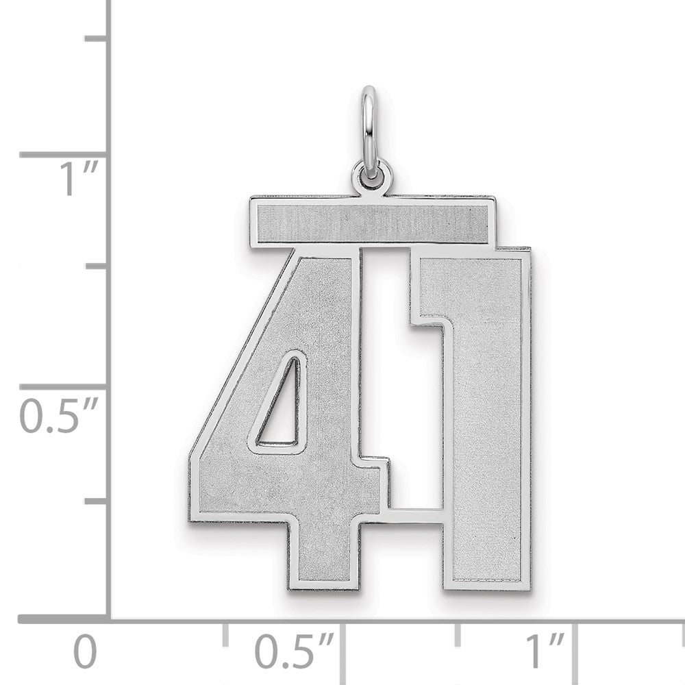 Sterling Silver Silver/Rhodium-Plated Satin Number 41 Charm