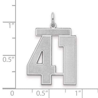 Sterling Silver Silver/Rhodium-Plated Satin Number 41 Charm
