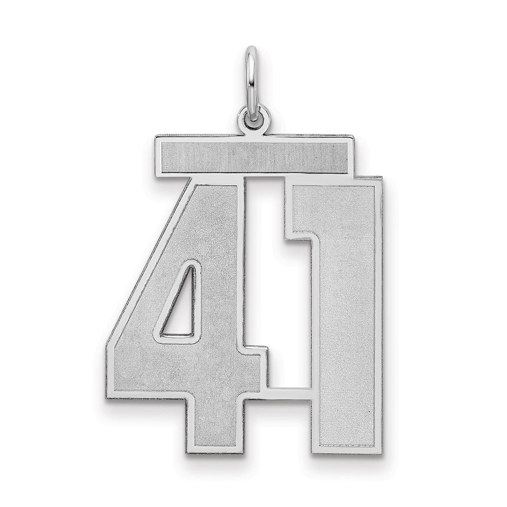 Sterling Silver Silver/Rhodium-Plated Satin Number 41 Charm