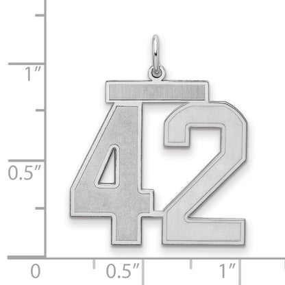 Sterling Silver Silver/Rhodium-Plated Satin Number 42 Charm