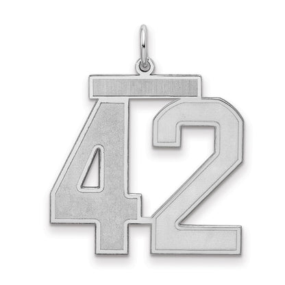 Sterling Silver Silver/Rhodium-Plated Satin Number 42 Charm