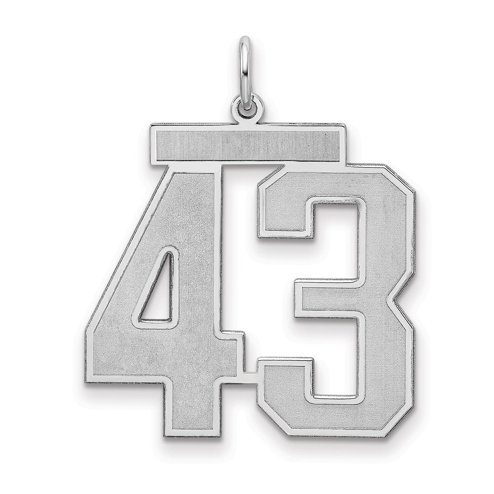 Sterling Silver Silver/Rhodium-Plated Satin Number 43 Charm