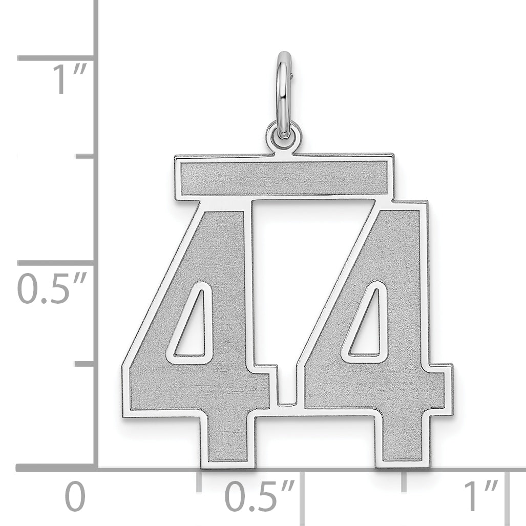 Sterling Silver Silver/Rhodium-Plated Satin Number 44 Charm
