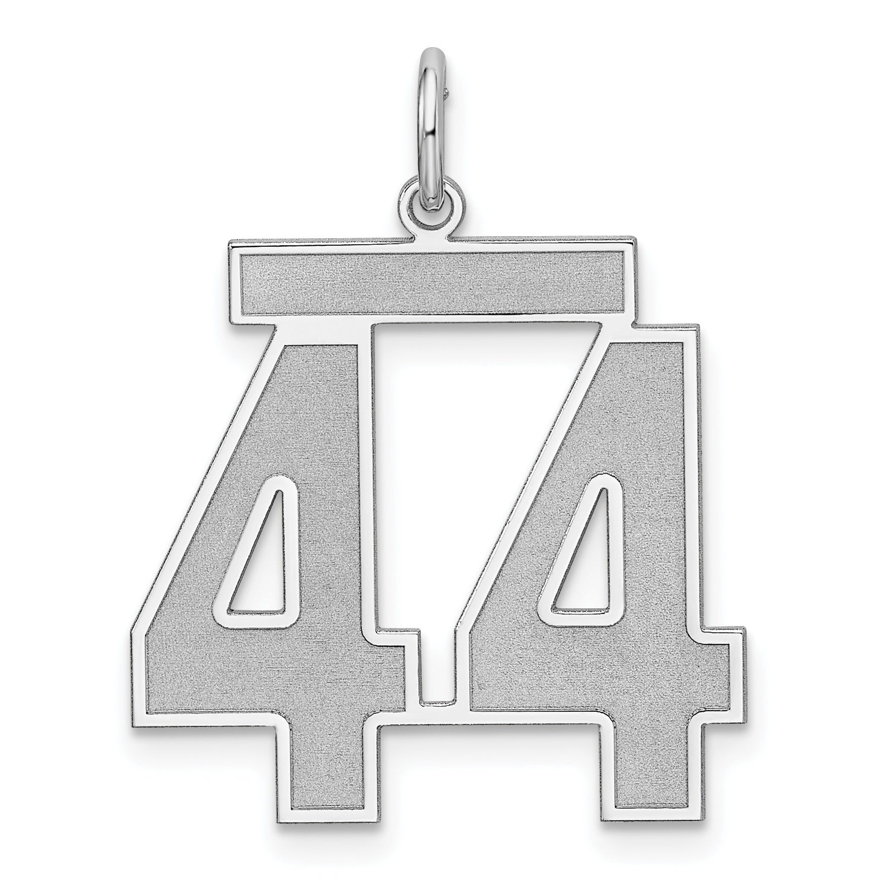 Sterling Silver Silver/Rhodium-Plated Satin Number 44 Charm