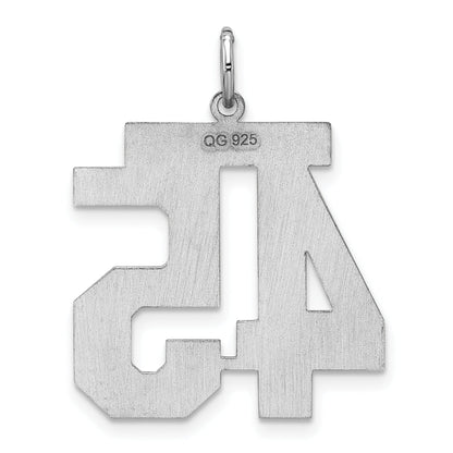 Sterling Silver Silver/Rhodium-Plated Satin Number 45 Charm