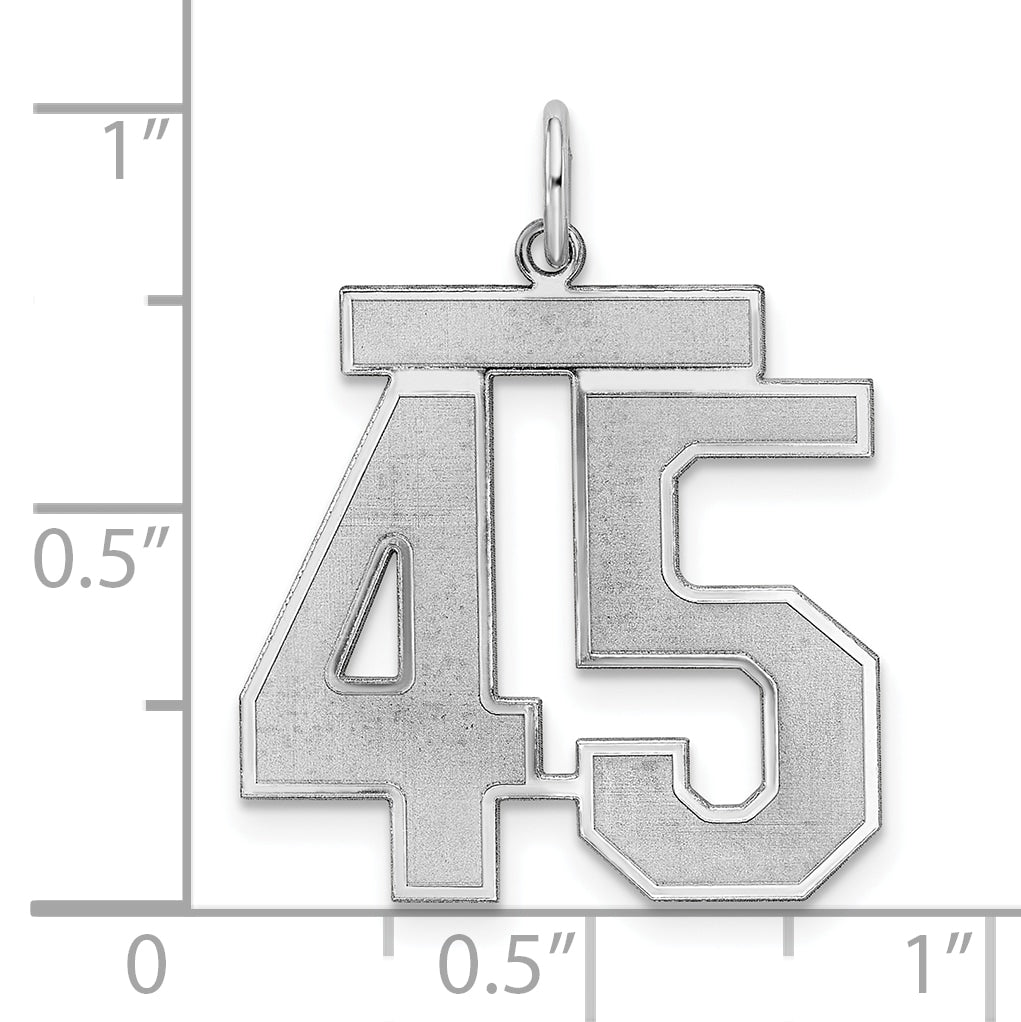 Sterling Silver Silver/Rhodium-Plated Satin Number 45 Charm