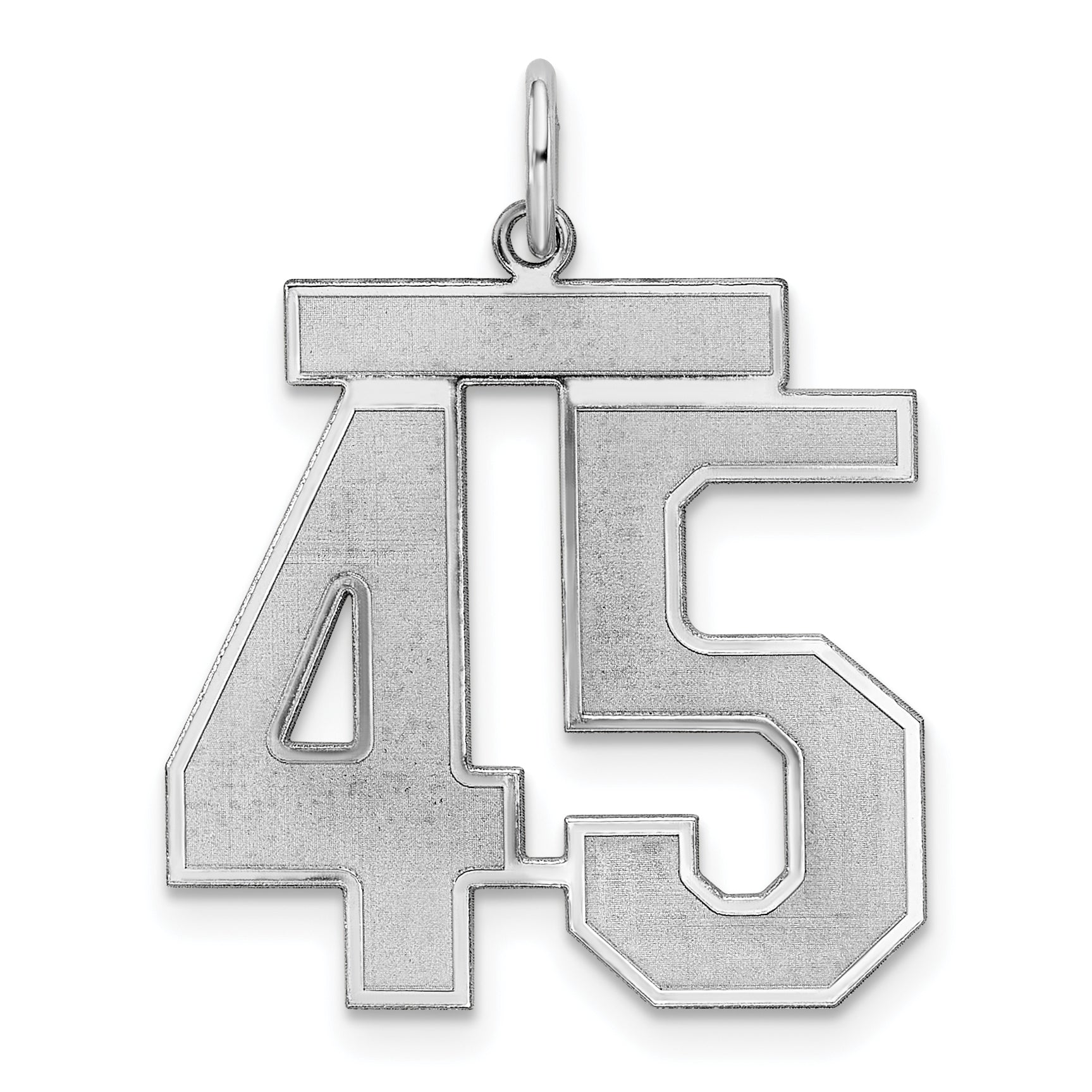 Sterling Silver Silver/Rhodium-Plated Satin Number 45 Charm