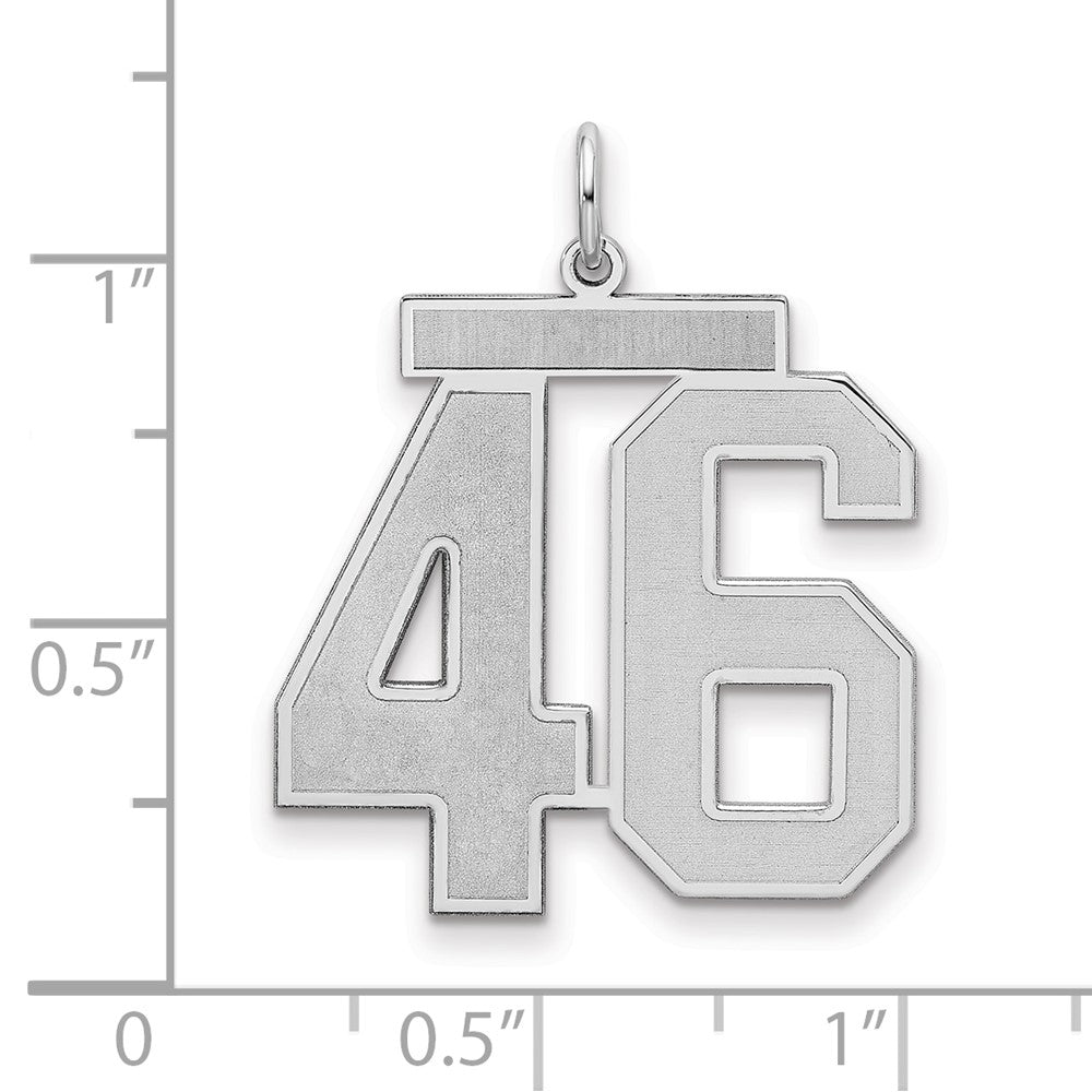 Sterling Silver Silver/Rhodium-Plated Satin Number 46 Charm