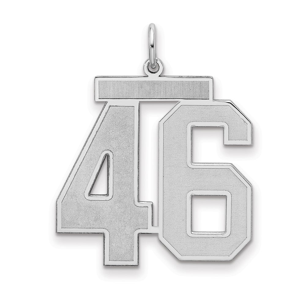 Sterling Silver Silver/Rhodium-Plated Satin Number 46 Charm