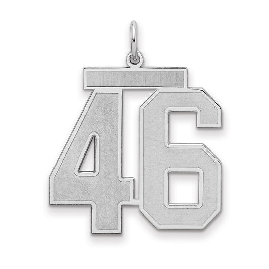 Sterling Silver Silver/Rhodium-Plated Satin Number 46 Charm