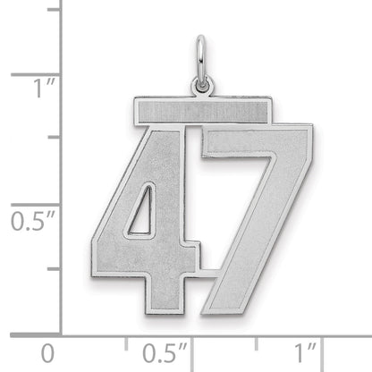 Sterling Silver Silver/Rhodium-Plated Satin Number 47 Charm