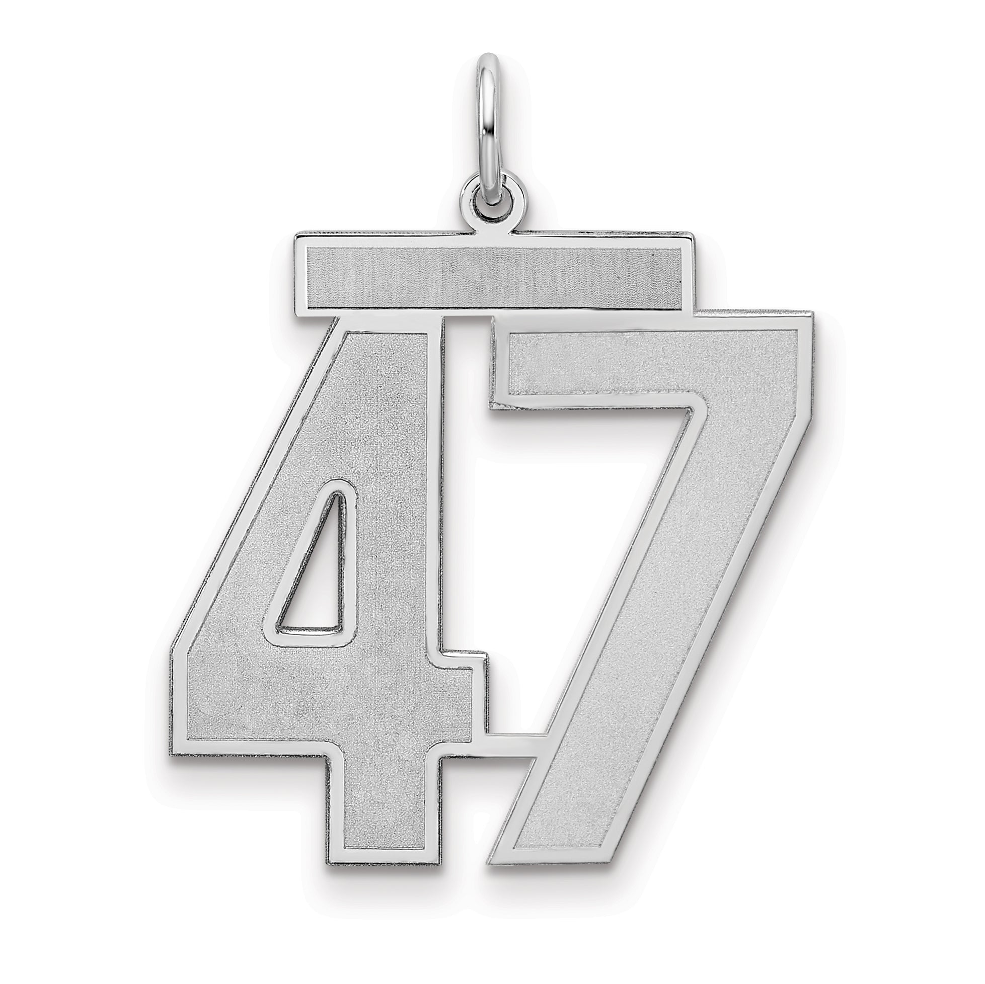Sterling Silver Silver/Rhodium-Plated Satin Number 47 Charm
