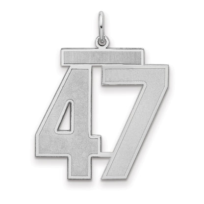 Sterling Silver Silver/Rhodium-Plated Satin Number 47 Charm