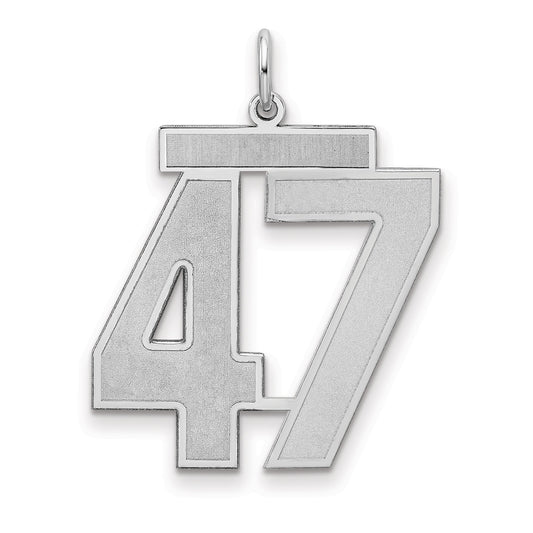 Sterling Silver Silver/Rhodium-Plated Satin Number 47 Charm