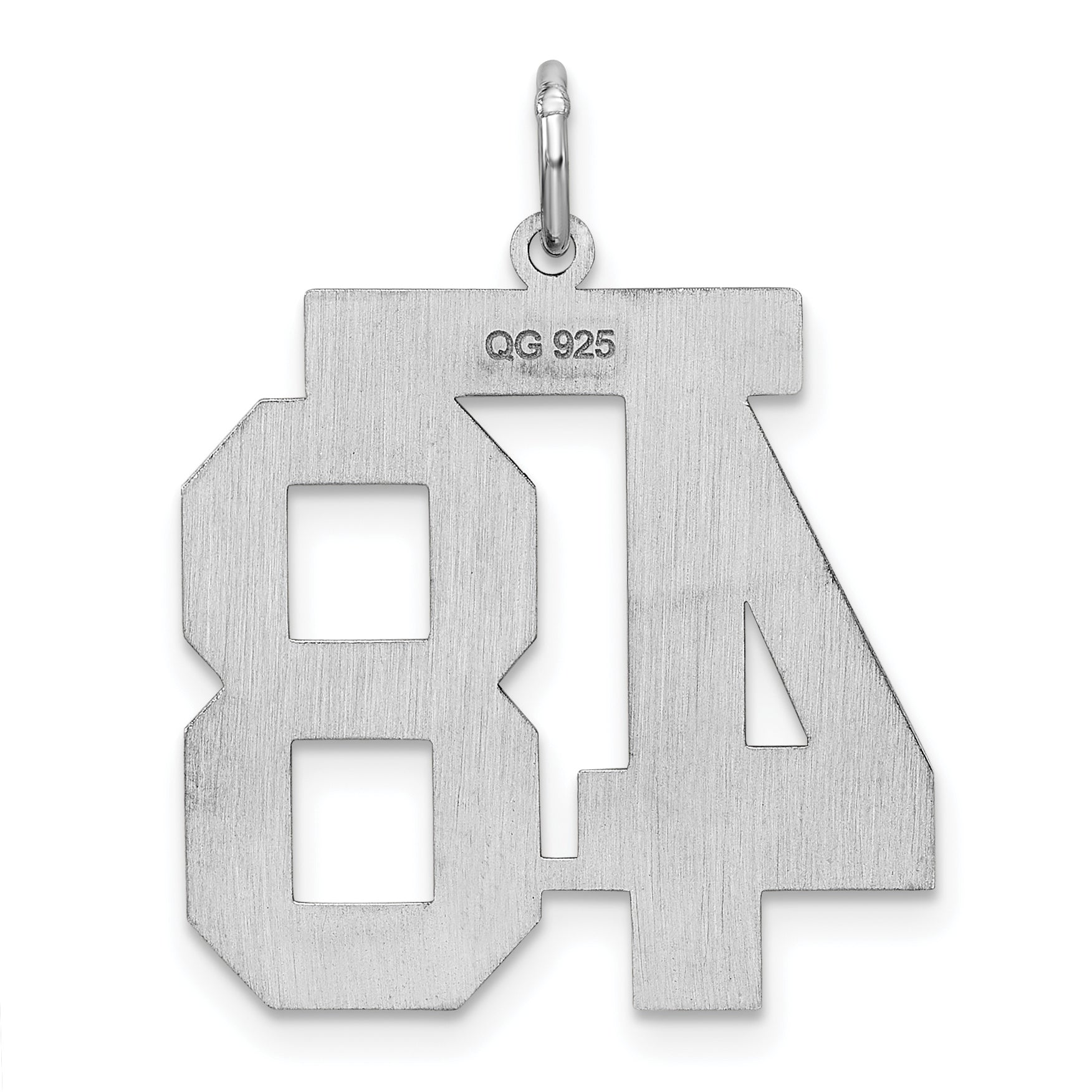 Sterling Silver Silver/Rhodium-Plated Satin Number 48 Charm