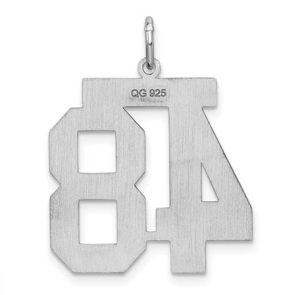 Sterling Silver Silver/Rhodium-Plated Satin Number 48 Charm