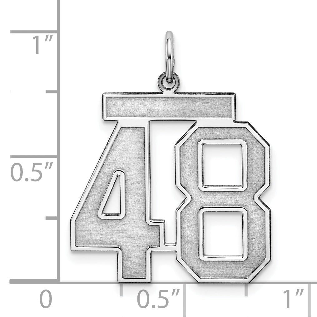 Sterling Silver Silver/Rhodium-Plated Satin Number 48 Charm