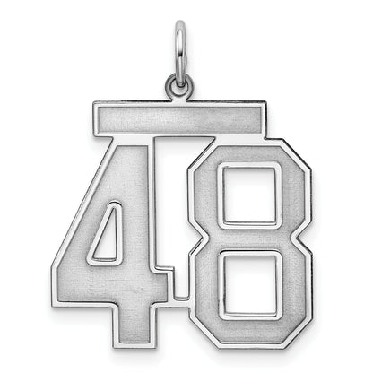 Sterling Silver Silver/Rhodium-Plated Satin Number 48 Charm
