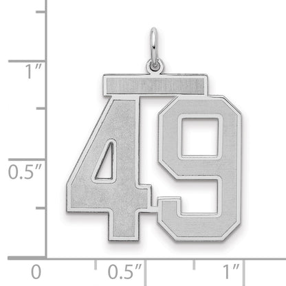 Sterling Silver Silver/Rhodium-Plated Satin Number 49 Charm