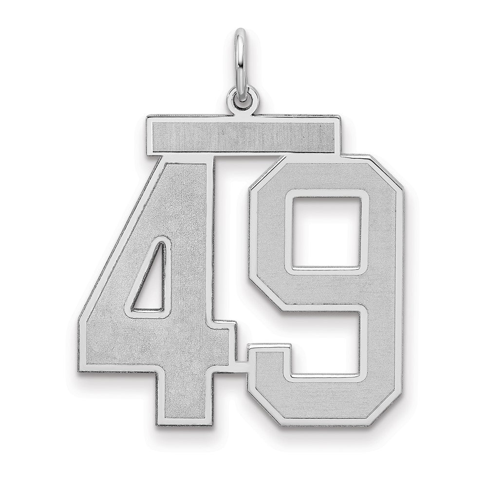 Sterling Silver Silver/Rhodium-Plated Satin Number 49 Charm