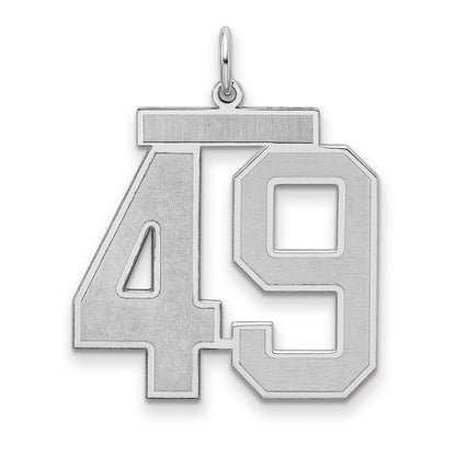 Sterling Silver Silver/Rhodium-Plated Satin Number 49 Charm