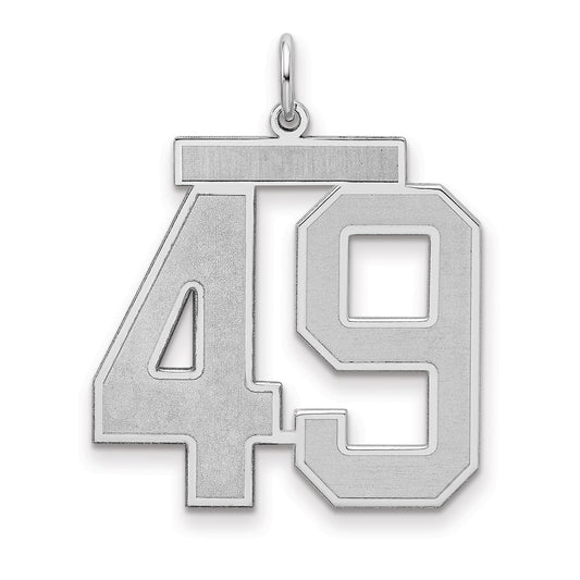 Sterling Silver Silver/Rhodium-Plated Satin Number 49 Charm