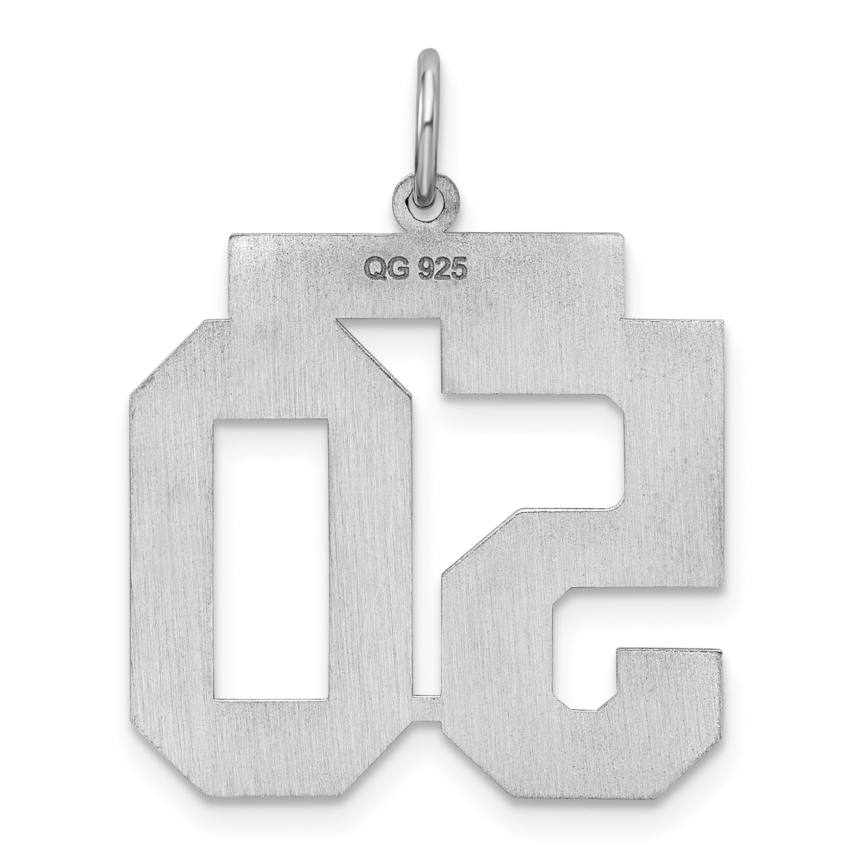 Sterling Silver Silver/Rhodium-Plated Satin Number 50 Charm