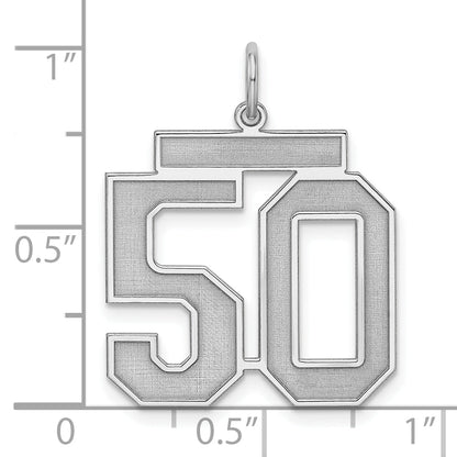 Sterling Silver Silver/Rhodium-Plated Satin Number 50 Charm
