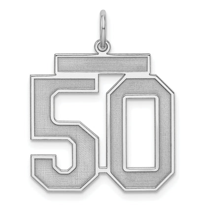 Sterling Silver Silver/Rhodium-Plated Satin Number 50 Charm