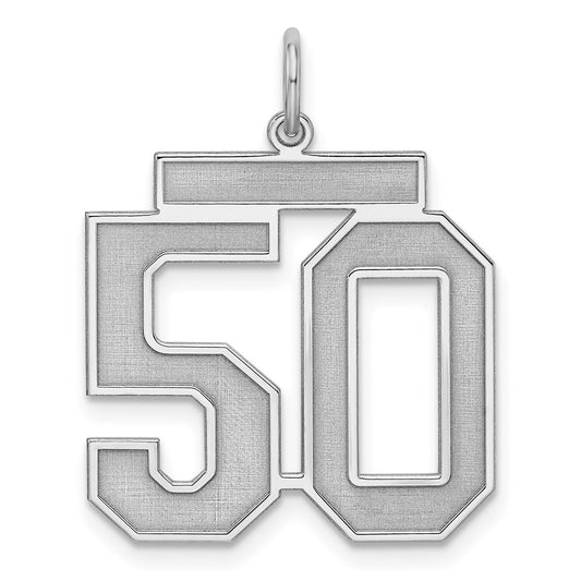 Sterling Silver Silver/Rhodium-Plated Satin Number 50 Charm