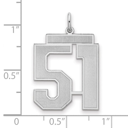 Sterling Silver Silver/Rhodium-Plated Satin Number 51 Charm