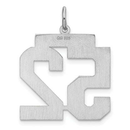 Sterling Silver Silver/Rhodium-Plated Satin Number 52 Charm