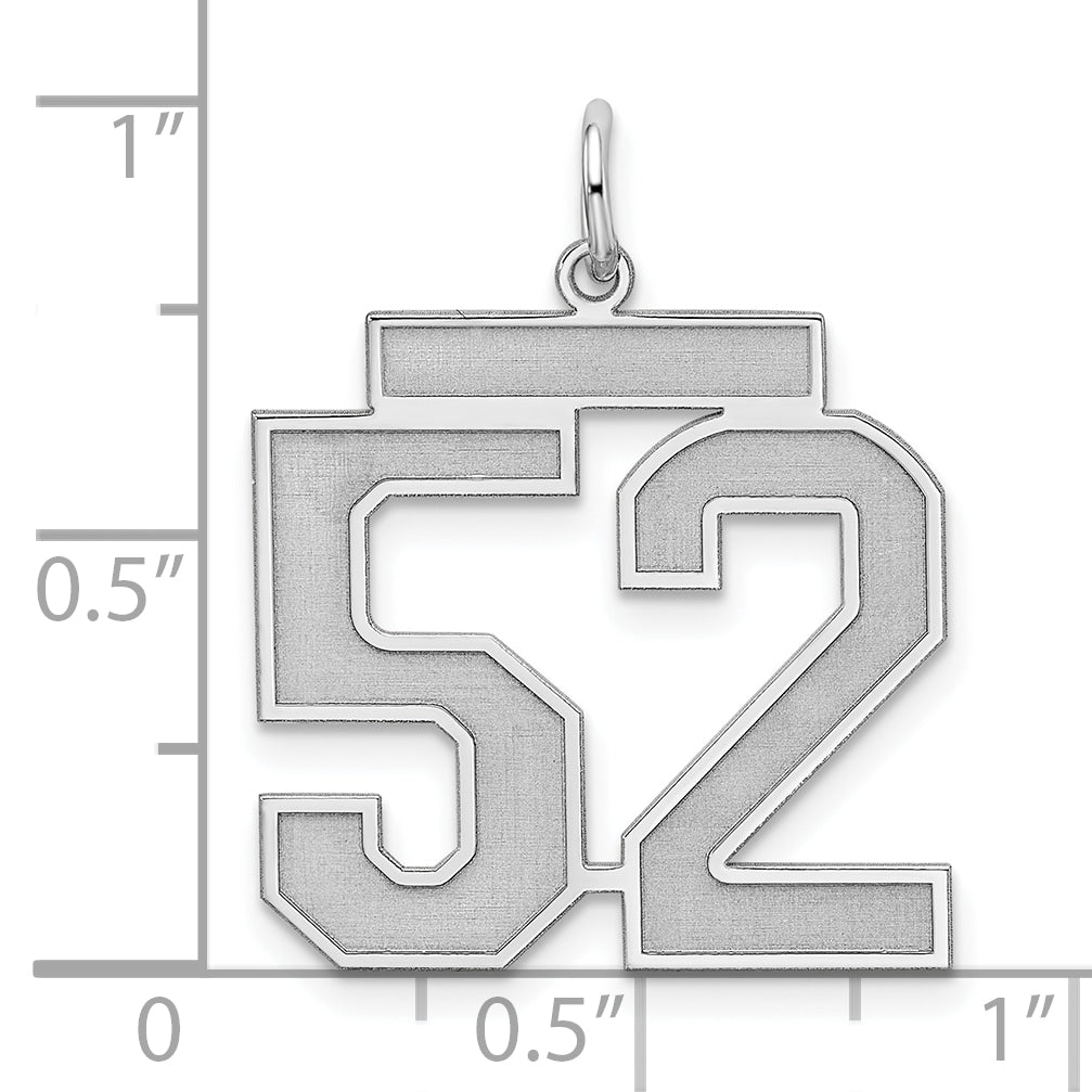 Sterling Silver Silver/Rhodium-Plated Satin Number 52 Charm