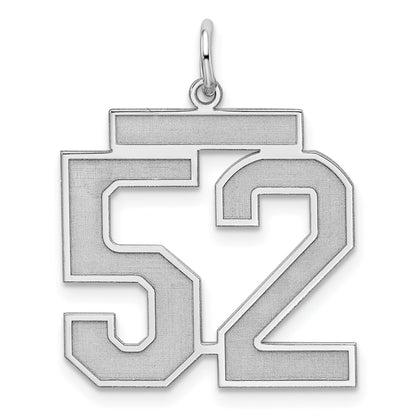 Sterling Silver Silver/Rhodium-Plated Satin Number 52 Charm