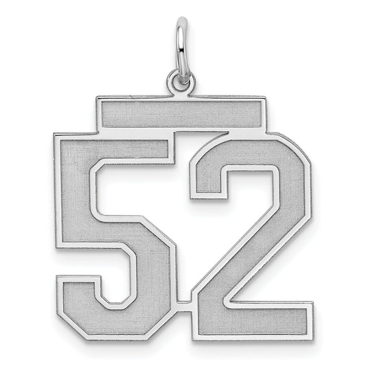 Sterling Silver Silver/Rhodium-Plated Satin Number 52 Charm