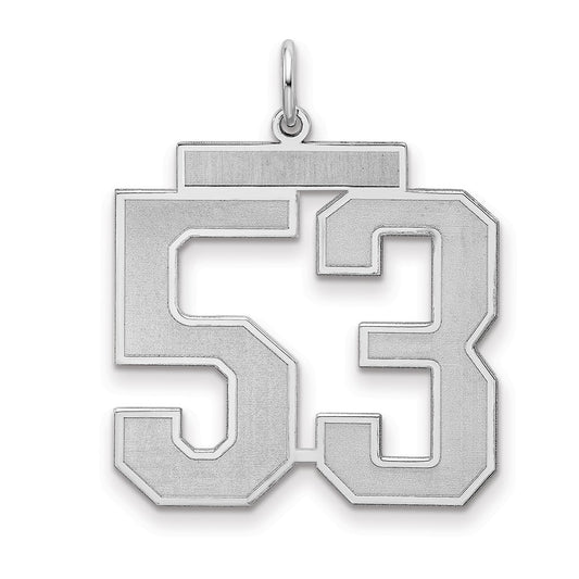 Sterling Silver Silver/Rhodium-Plated Satin Number 53 Charm
