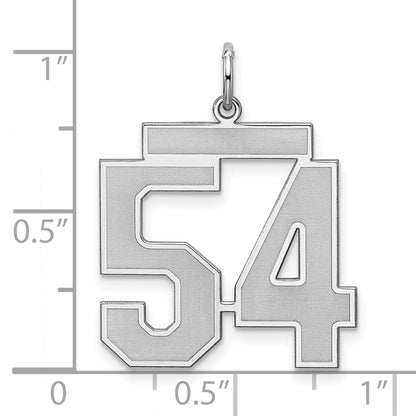 Sterling Silver Silver/Rhodium-Plated Satin Number 54 Charm