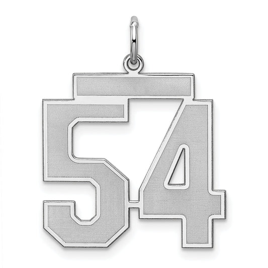Sterling Silver Silver/Rhodium-Plated Satin Number 54 Charm