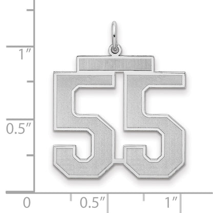 Sterling Silver Silver/Rhodium-Plated Satin Number 55 Charm