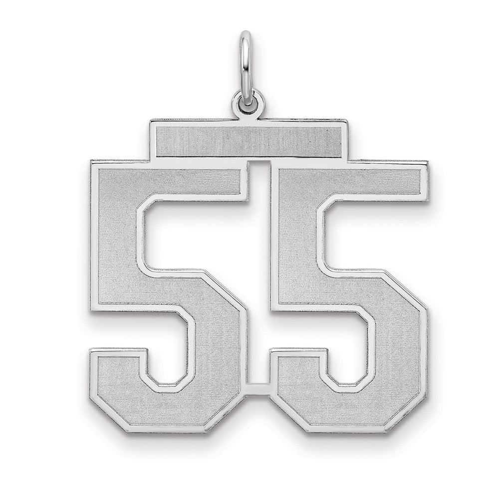 Sterling Silver Silver/Rhodium-Plated Satin Number 55 Charm