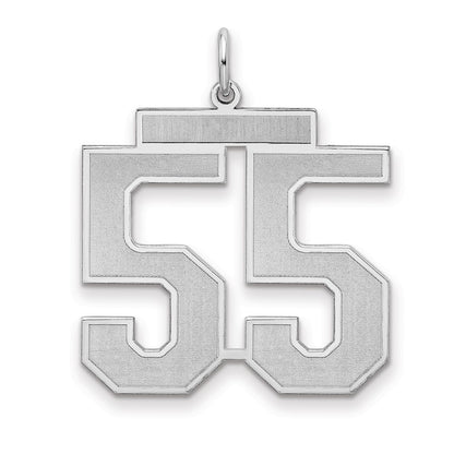 Sterling Silver Silver/Rhodium-Plated Satin Number 55 Charm