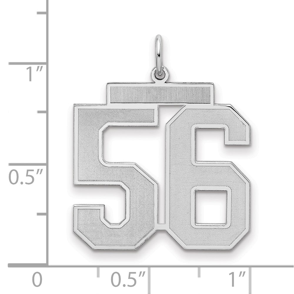 Sterling Silver Silver/Rhodium-Plated Satin Number 56 Charm