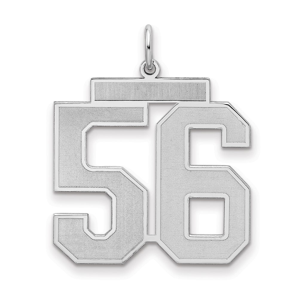 Sterling Silver Silver/Rhodium-Plated Satin Number 56 Charm
