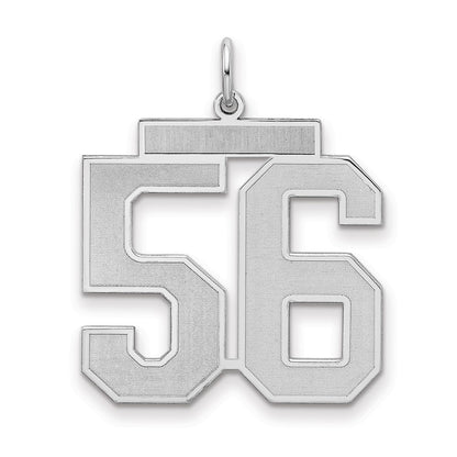 Sterling Silver Silver/Rhodium-Plated Satin Number 56 Charm