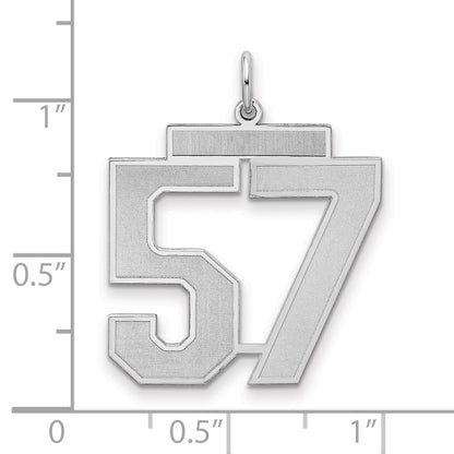 Sterling Silver Silver/Rhodium-Plated Satin Number 57 Charm