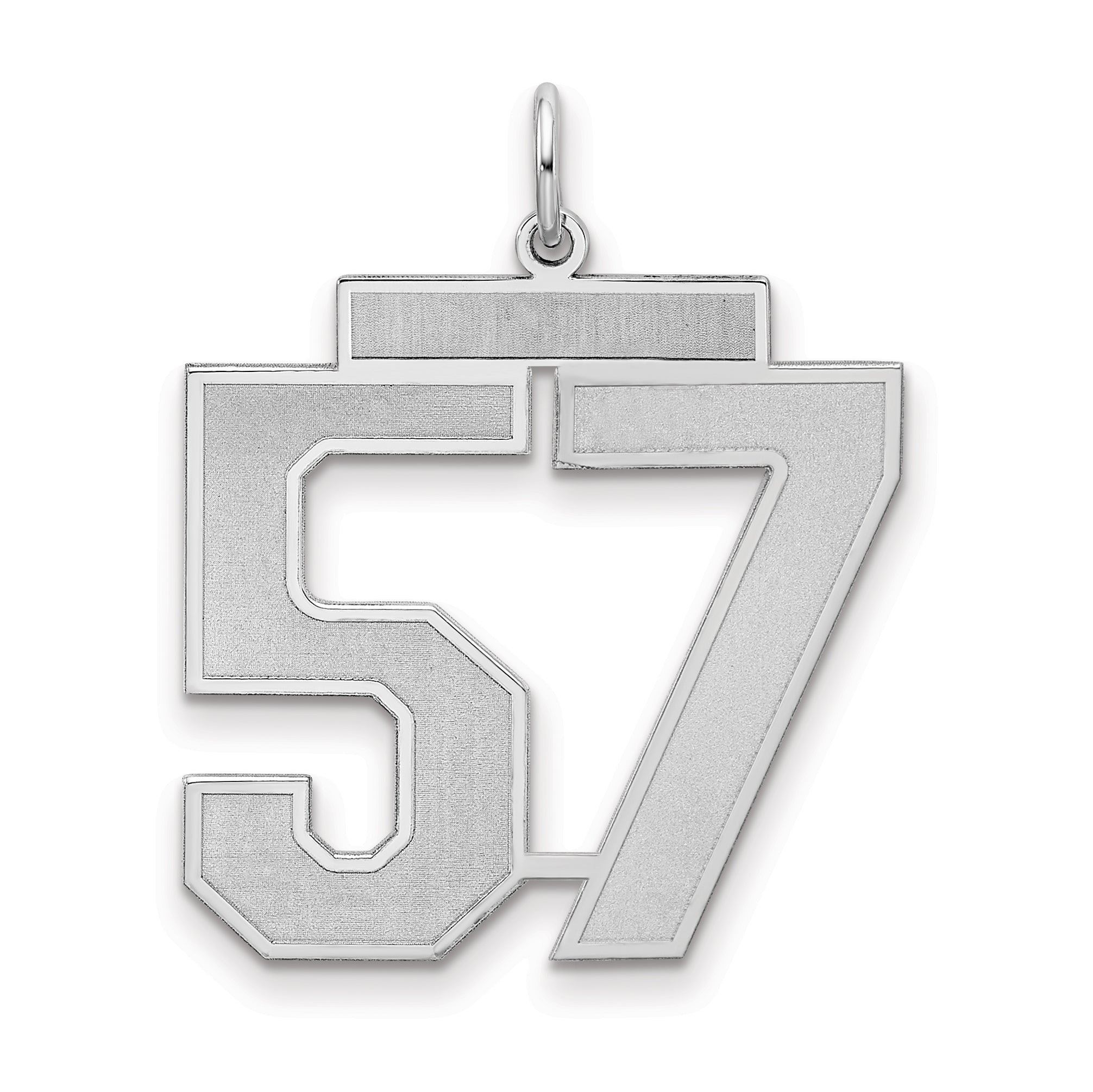 Sterling Silver Silver/Rhodium-Plated Satin Number 57 Charm