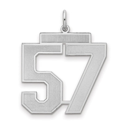 Sterling Silver Silver/Rhodium-Plated Satin Number 57 Charm