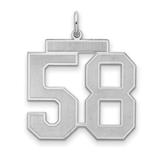 Sterling Silver Silver/Rhodium-Plated Satin Number 58 Charm