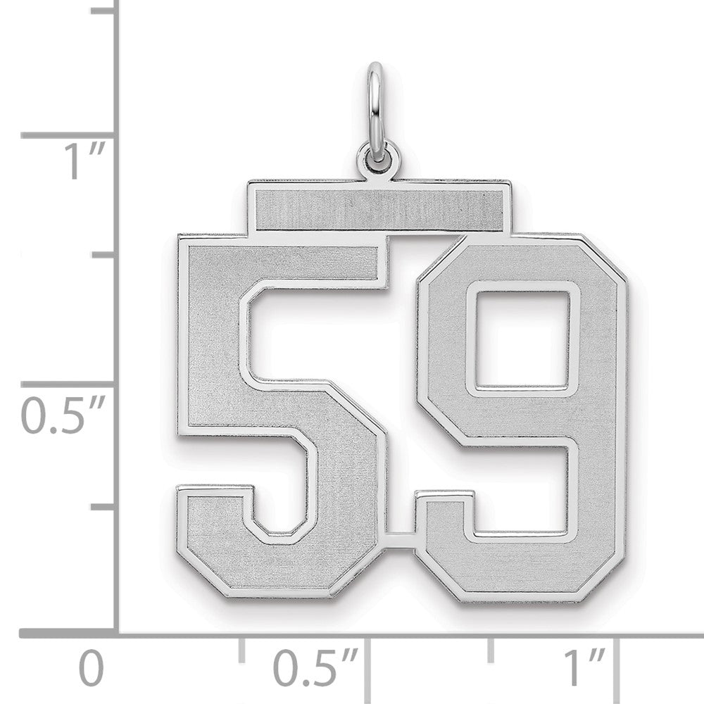Sterling Silver Silver/Rhodium-Plated Satin Number 59 Charm
