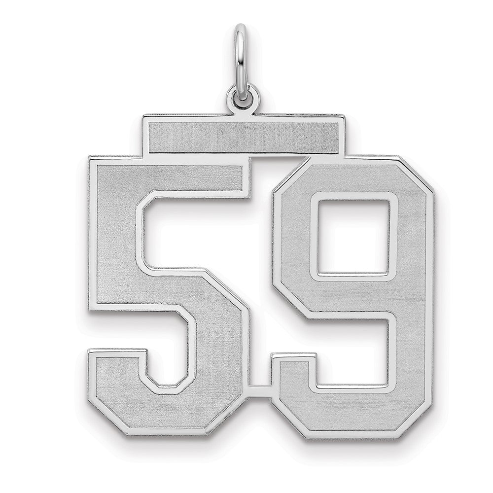 Sterling Silver Silver/Rhodium-Plated Satin Number 59 Charm